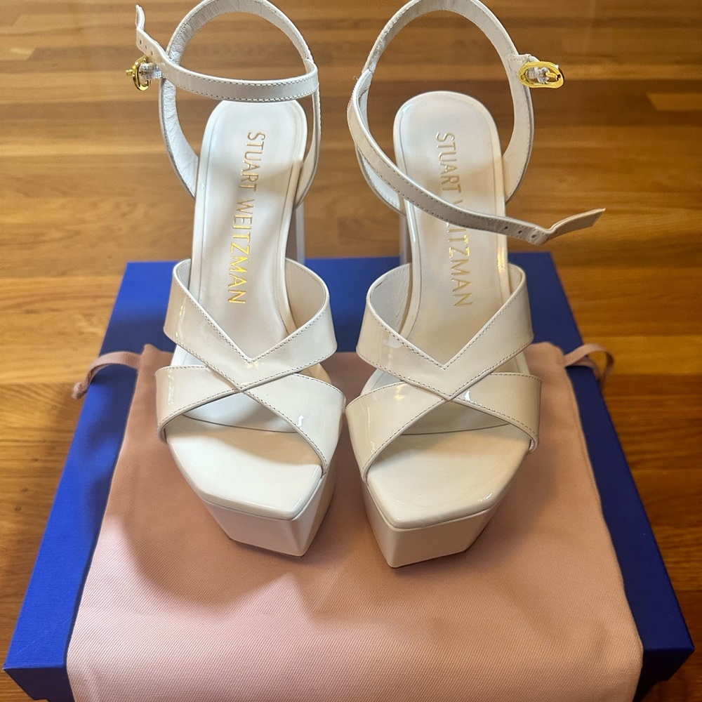 NEVER WORN Staurt Weitzman Miami Squarehigh 140 Platform in Seashell